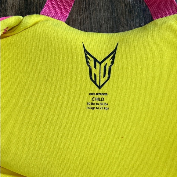Vibrant Pink and Yellow Kids Life Vest by - Picture 4 of 4